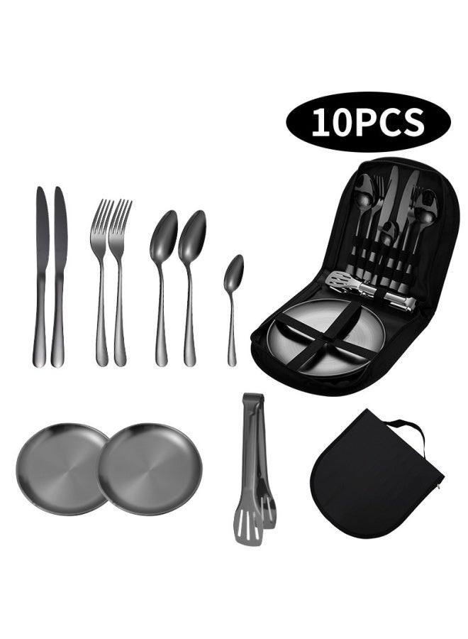 Outdoor Portable Stainless Steel Cutlery Knife, Fork And Spoon 10 Piece Set 20 Piece Set Travel Picnic Knife, Fork And Spoon